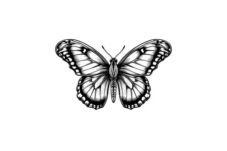 Photo for Butterfly sketch. Hand drawn engraving style vector illustration - Royalty Free Image