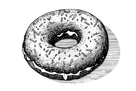 Photo for Tasty donut engraving style. Hand drawn ink sketch vector illustration - Royalty Free Image