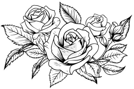 Photo for Vintage rose flower engraving calligraphic .Victorian style tattoo vector illustration - Royalty Free Image