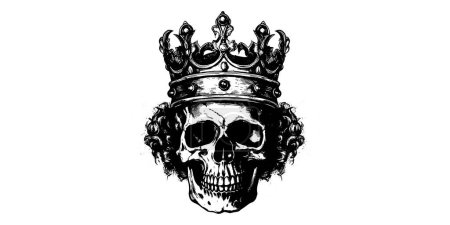 Photo for Hand drawn portrait of a skull with a crown. Vector rock illustration for your fashion design - Royalty Free Image
