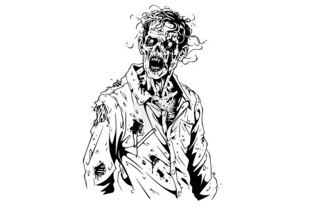 Photo for Zombie ink sketch. Walking dead hand drawing vector illustration - Royalty Free Image