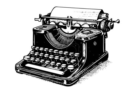 Photo for Vector hand drawn illustration of retro typewriter in vintage engraved style - Royalty Free Image