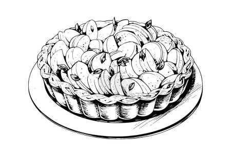 Photo for Apple pie hand drawn engraving style vector illustration - Royalty Free Image
