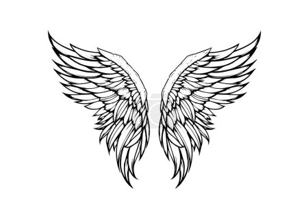 Photo for Angel wings ink sketch in engraving style. Hand drawn fenders vector illustration - Royalty Free Image