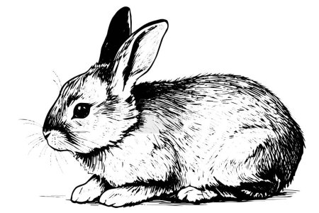 Photo for Engraving rabbit on white background .Vector ink sketch illustration - Royalty Free Image