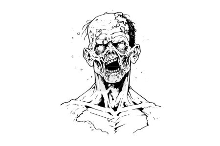 Illustration for Zombie hand drawn ink sketch. Engraved style vector illustration - Royalty Free Image
