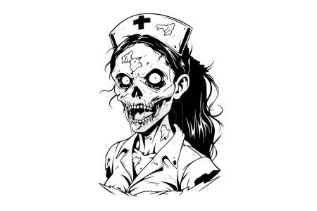 Photo for Zombie head hand drawn ink sketch. Vector illustration in engraving style - Royalty Free Image