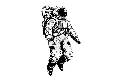 Photo for Astronaut spaceman hand drawn ink sketch. Engraving style vector illustration - Royalty Free Image
