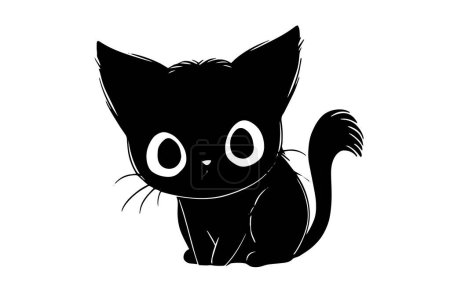 Photo for Cute little black kitten with tail cartoon icon. Hand drawn cat vector sketch - Royalty Free Image