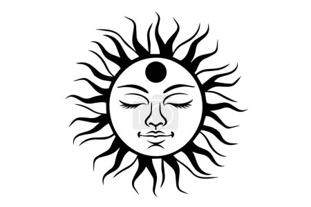 Photo for Vintage Mystichal Sun with Face: Vintage Logo Design Vector Illustration - Royalty Free Image