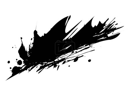 Black Ink Brushstrokes and Grunge Texture Vector. Grunge, smudge Brush and Stroke