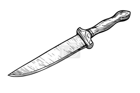 Photo for Vintage Dagger or Sword: Hand-Drawn Vector Illustration in Medieval Engraved Style - Royalty Free Image