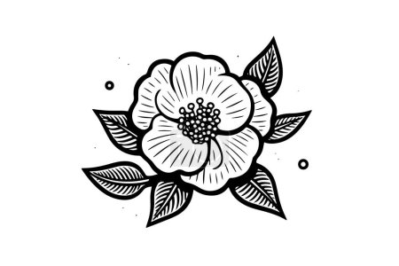 Wild rose hand drawn ink sketch. Flower in engraved retro style vector illustration