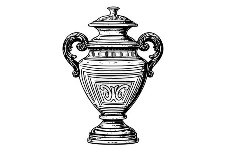 Set of ancient vase hand drawn ink sketch. Engraved style vector illustration