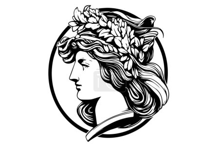 Photo for Aphrodite head hand drawn ink sketch. Engraved style vector illustration - Royalty Free Image