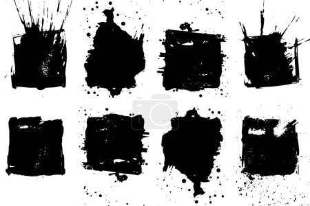 Photo for Abstract Brushstroke Vector Shape Set: Grunge Square Elements for Vintage Designs - Royalty Free Image