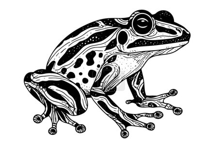Frog hand drawn ink sketch. Engraved style vector illustration