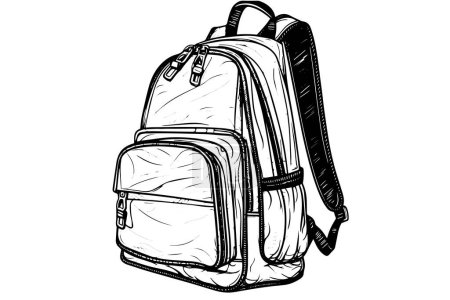 Backpack hand drawn ink sketch. Engraved retro style vector illustration