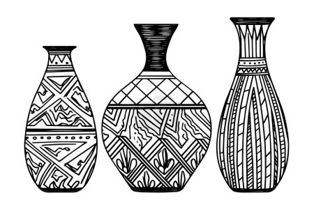Handgezeichnete Skizze einer antiken Vase. Gravierte Vektor-Illustration