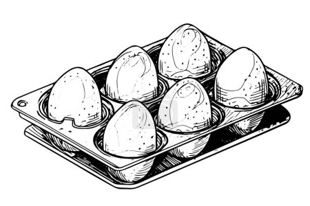 Photo for Box of eggs hand drawn ink sketch. Engraving style vector illustration - Royalty Free Image