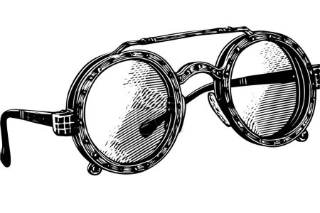 Steampunk Goggles: Vintage Vector Sketch of Industrial Eyewear with Clockwork Detail