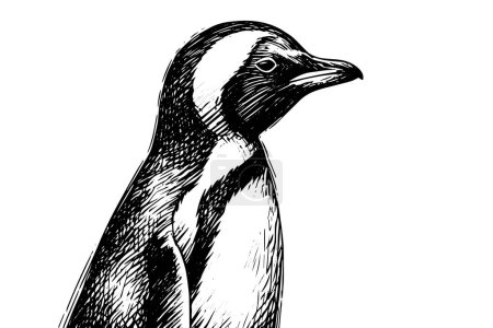 Engraved Penguin Vector Sketch. Cute Winter Illustration, Antarctic Bird