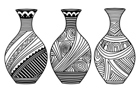 Photo for Set of ancient vase hand drawn ink sketch. Engraved style vector illustration - Royalty Free Image