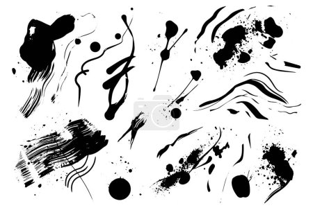 Photo for Handcrafted Elements Collection: Ink Splatter Sketch Styles and Textures Designs - Royalty Free Image