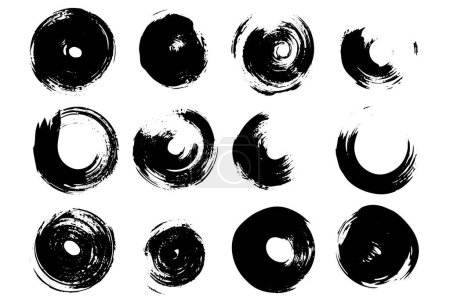 Photo for Ink Circle: Grunge Vector Brushstroke Stain Design Set. Black paint - Royalty Free Image