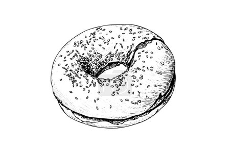 Photo for Bagel sketch in american style. Hand drawn vector illustration in engraved style - Royalty Free Image