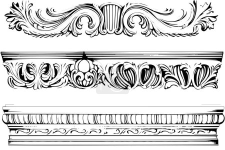 Photo for Classic Baroque Ornamentation: Vintage Vector Illustration of Architectural Molding and Borders Pack - Royalty Free Image