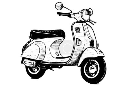 Photo for Retro scooter or motorcycle hand drawn ink sketch. Engraved style vector illustration - Royalty Free Image
