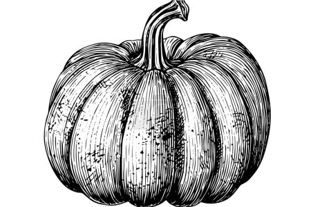 Photo for Vintage Pumpkin Sketch: Hand-Drawn Vector Halloween Illustration with Retro Flair - Royalty Free Image