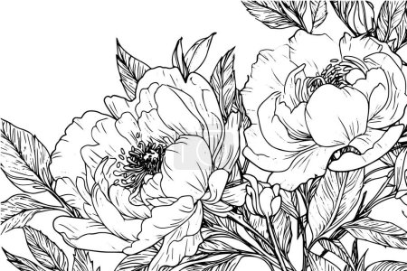 Photo for Vintage Floral Vector Pattern: Baroque Rose and Peony Seamless Sketch with Ornate Victorian Garden Theme - Royalty Free Image