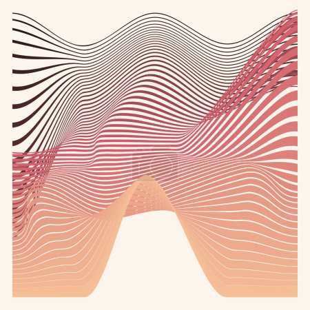 Ilustración de Ondas negras, melocotones, rojas, beige Forma abstracta de líneas geométricas. Ilustración de diseño de plantilla vectorial - Imagen libre de derechos