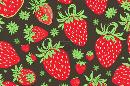 Illustration for Vector background with red berries of strawberries. - Royalty Free Image