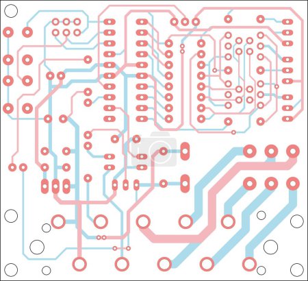 Tracing the conductors of the printed circuit board of electronic device. Vector engineering drawing of pcb design. Electric background.