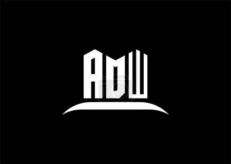 Illustration for ADW letter logo design on creative BLACK background - Royalty Free Image