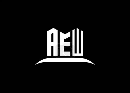 Ilustración de Diseño del logotipo de la letra AEW sobre fondo negro creativo - Imagen libre de derechos
