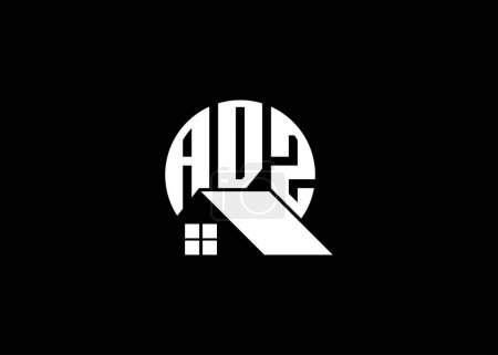 Illustration for Real Estate Letter ADZ Monogram Vector Logo.Home Or Building Shape ADZ Logo. - Royalty Free Image