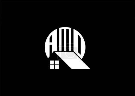 Téléchargez les illustrations : Lettre immobilière Logo vectoriel de monogramme d'AMO. Logo d'AMO de forme de maison ou de bâtiment. - en licence libre de droit