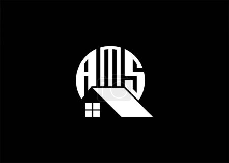 Téléchargez les illustrations : Lettre immobilière Logo vectoriel de monogramme d'AMS. Logo d'AMS de forme de maison ou de bâtiment. - en licence libre de droit