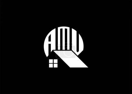 Illustration for Real Estate Letter AMV Monogram Vector Logo.Home Or Building Shape AMV Logo - Royalty Free Image