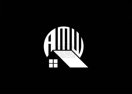 Ilustración de Carta inmobiliaria AMW Monograma Vector Logo.Home o construcción de forma AMW Logo. - Imagen libre de derechos