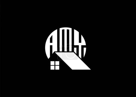 Téléchargez les illustrations : Lettre immobilière Logo vectoriel de monogramme d'AMY. Logo d'AMY de forme de maison ou de bâtiment - en licence libre de droit