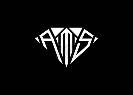 Ilustración de Letra moderna A M S diamante forma logo Y monograma inicial A M S letra logotipo vector plantilla - Imagen libre de derechos