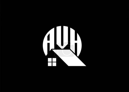 Téléchargez les illustrations : Lettre immobilière Logo vectoriel de monogramme AVH. Logo AVH de forme de maison ou de bâtiment - en licence libre de droit