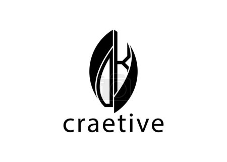 D K letter Leaf logo with creative concept. vector design template.