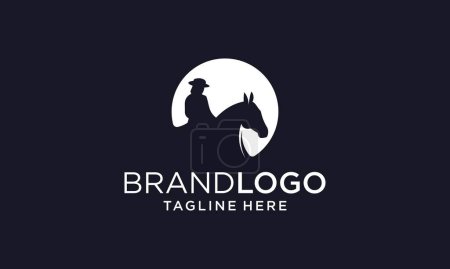 Illustration for Silhouette rider walking horse equestrian logo symbol design template illustration - Royalty Free Image