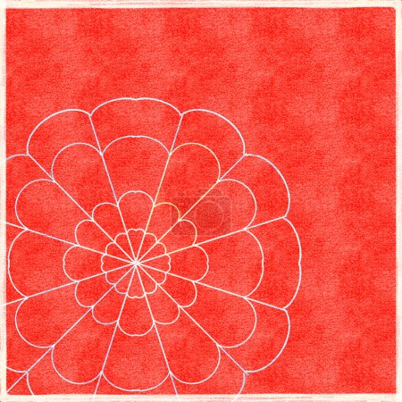 Flor de dibujo abstracta sobre fondo de textura de superficie grunge de papel naranja. Idea para tarjeta, papel pintado, plantilla, etc.., 